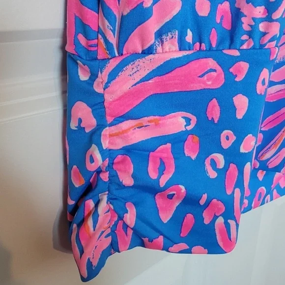 Lilly Pulitzer Vibrant Blue and Pink Tank Top Gold Chain - Picture 7 of 9